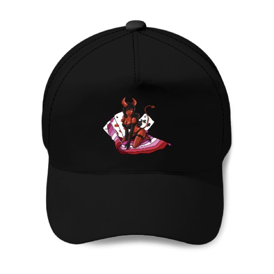 Lesbian Cool Devil Women Colors Of Lesbian Flag Baseball Caps