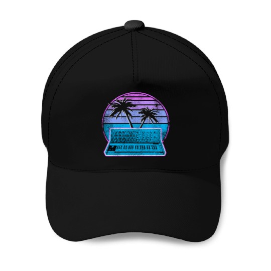 Analog Synthesizer Synthwave Vintage Retrowave Baseball Caps