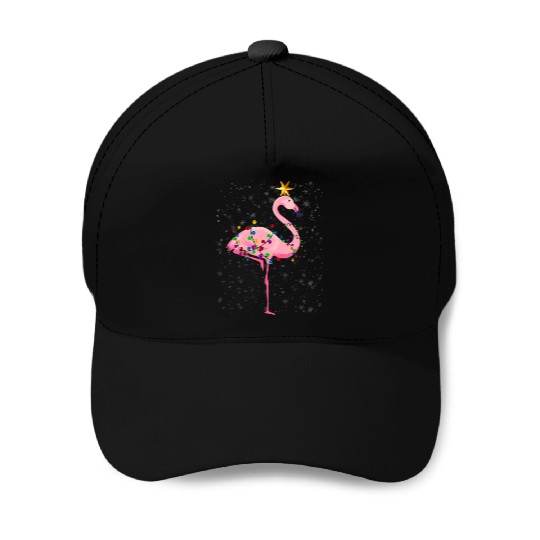 Flamingo Christmas Tree Lights Xmas Gift Baseball Caps