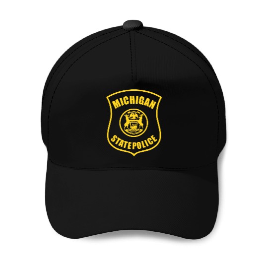 michigan state police logo for black Baseball Caps