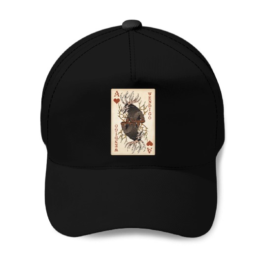 Wendigo Playing Card - Ace of Hearts Cryptid Art Baseball Caps