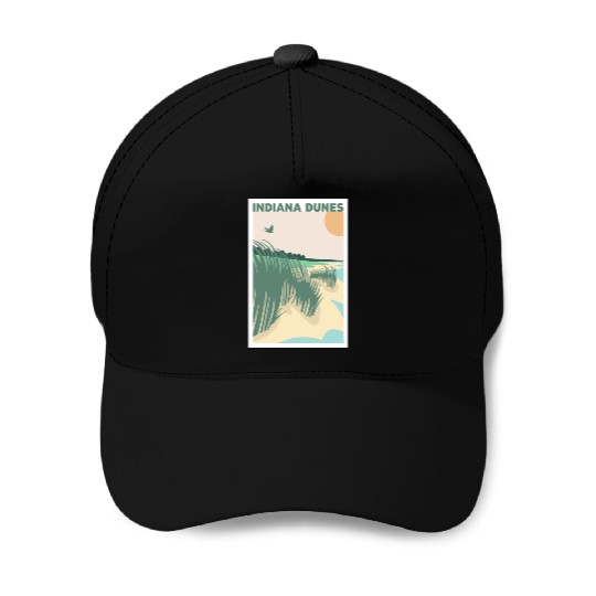 Grass Sunset Indiana Dunes Poster Baseball Caps