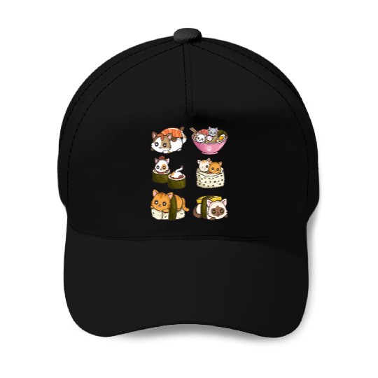 Sushi Cat Japanese Anime Baseball Caps