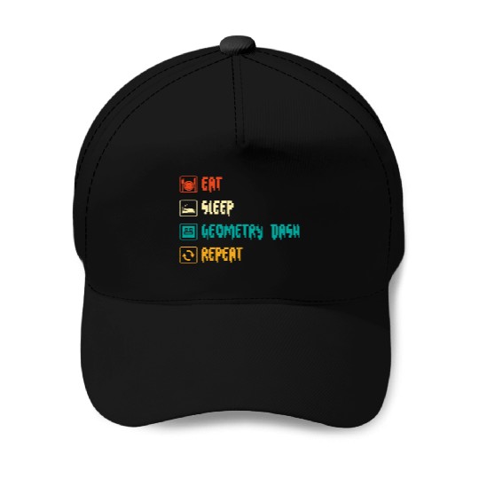 Eat sleep geometry dash repeat retro Jumper Repeat Baseball Caps