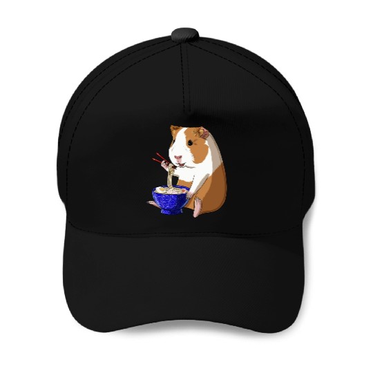Funny Japanese Kawaii Ramen Noodles Guinea Pig Baseball Caps