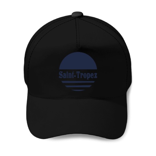 Saint Tropez - Navy Retro Sun Aesthetic Baseball Caps