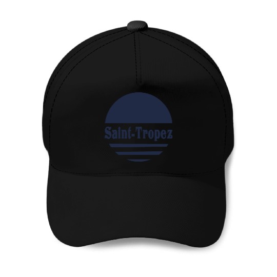 Saint Tropez - Navy Retro Sun Aesthetic Baseball Caps