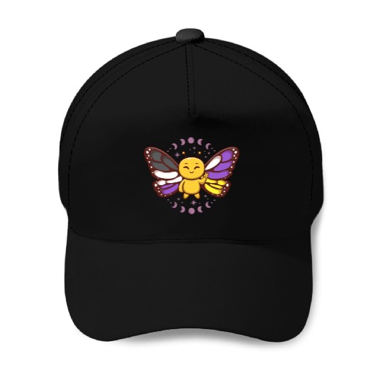 Gender Non-Binary Monarch Butterfly Subtle Pride Baseball Caps
