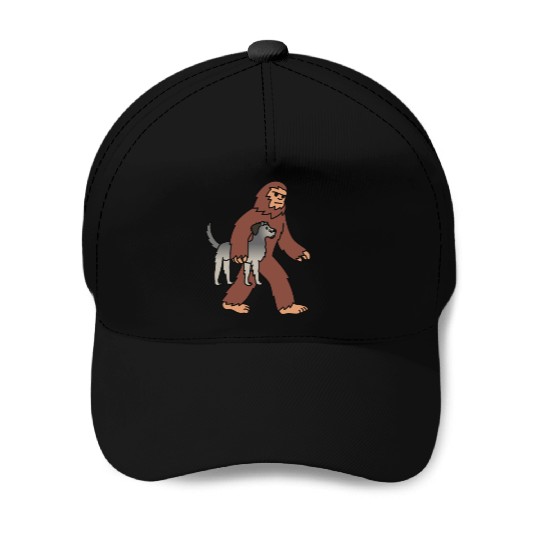 Bigfoot Sasquatch Walking Irish Wolfhound Baseball Caps