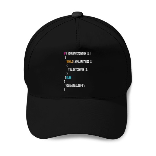 Funny Programmer Codes Coffee And Sleep Baseball Caps