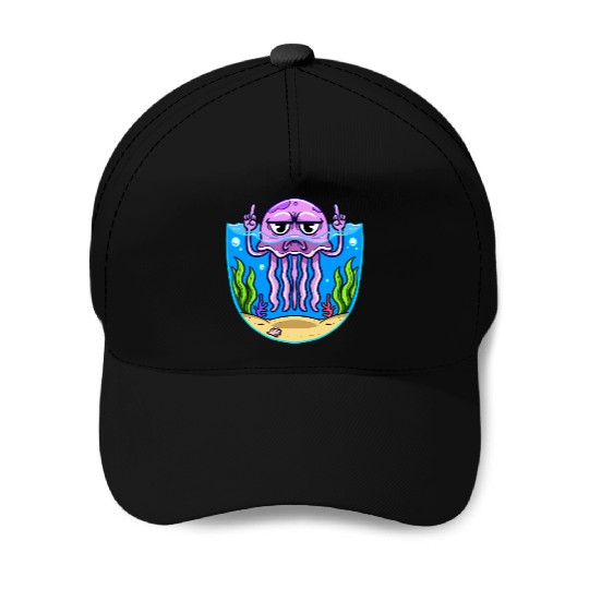 Jelly Fish Middle Finger Jellyfish Baseball Caps