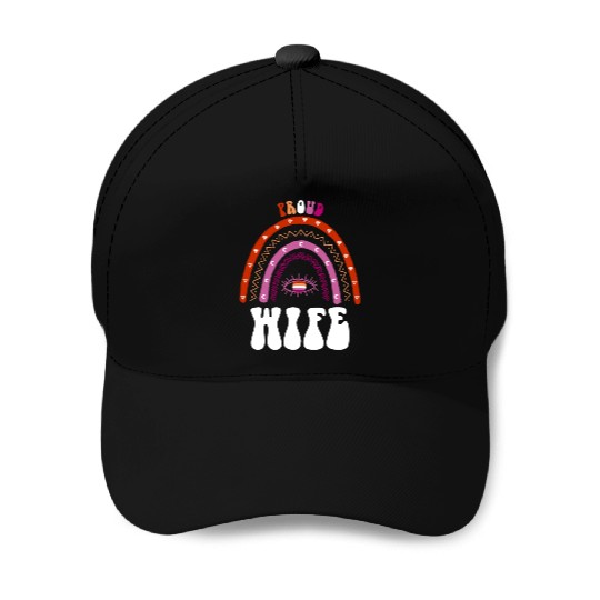 Lesbian Rainbow Proud Wife Lesbian Baseball Caps