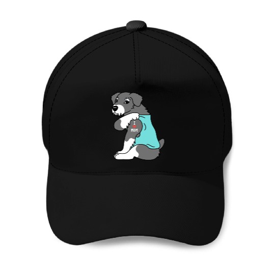 I Love Mom Tattoo Schnauzer Baseball Caps