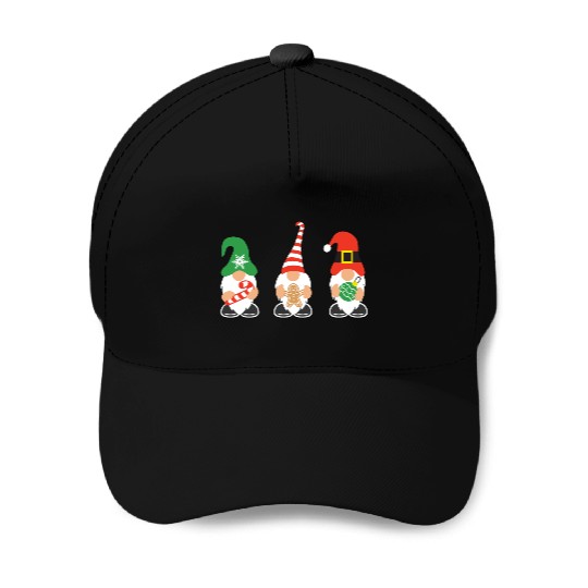 Christmas Gnomes with candy cane, gift Baseball Caps