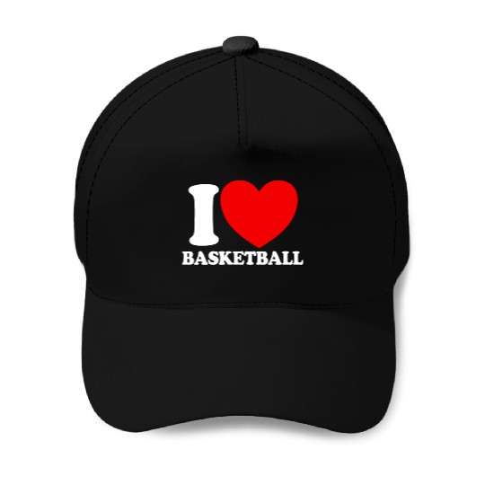 I Love Basketball Red Heart Hoop B-Ball Basketball Baseball Caps