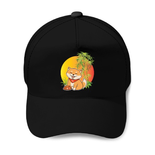 Shiba Inu Japanese Dog Breed Bamboo Plant Hunting Baseball Caps