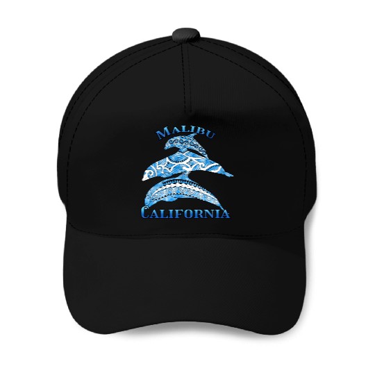 Malibu California Vacation Tribal Dolphins Baseball Caps