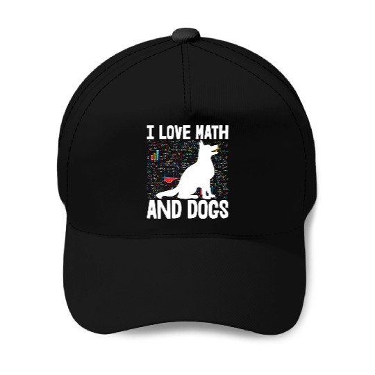 I Love Math & Dogs Baseball Caps