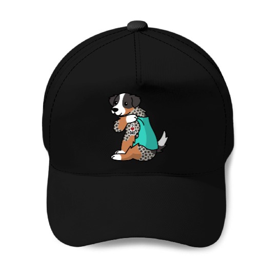 I Love Dad Australian Shepherd Baseball Caps