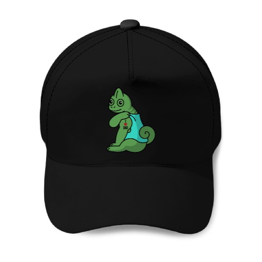 I Love Dad Chameleon Reptile Baseball Caps
