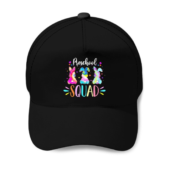Cute Bunnies Preschool Teacher Squad Easter Day Baseball Caps
