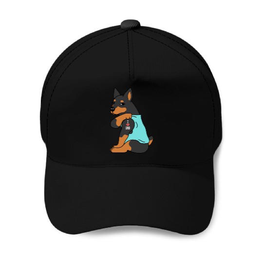 I Love Dad Miniature Pinscher Baseball Caps