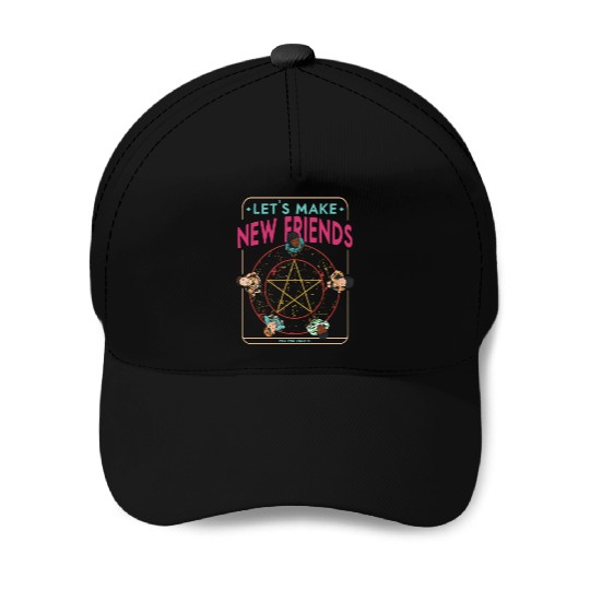 Let's Make New Friends, Retro Occult Wiccan Baseball Caps