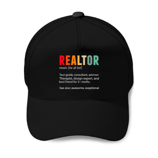 Vintage Realtor Definition Broker House Agent Baseball Caps