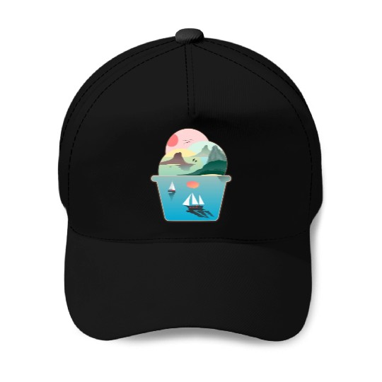 Ice Cream Summer Ocean Wanderlust Sailing Sunset Baseball Caps