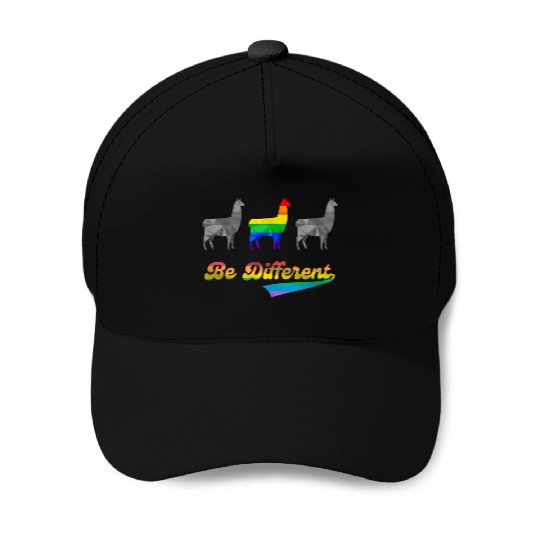 Llama Alpaca LGBTQ Gay Pride Rainbow Flag Differen Baseball Caps