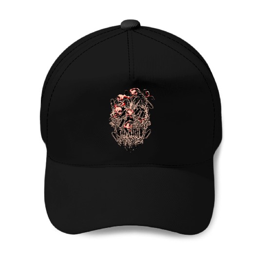 Bullets and Skull Roses Aesthetic Dripping Pattern Baseball Caps
