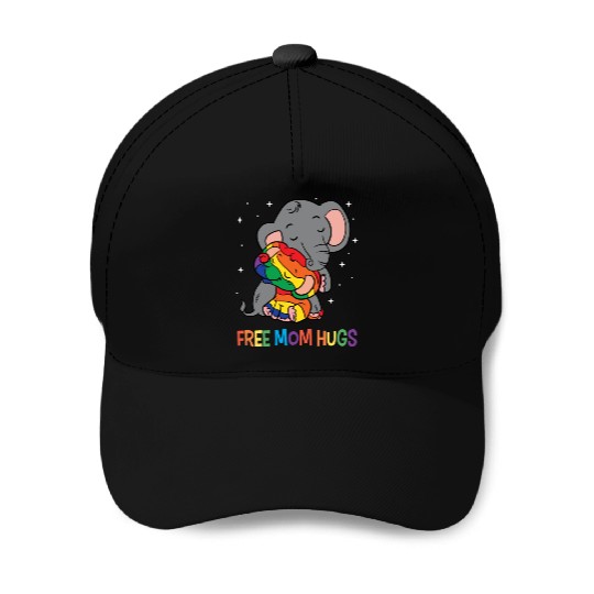 LGBT Funny Rainbow Elephant Hugs Lesbian Gay Pride Baseball Caps