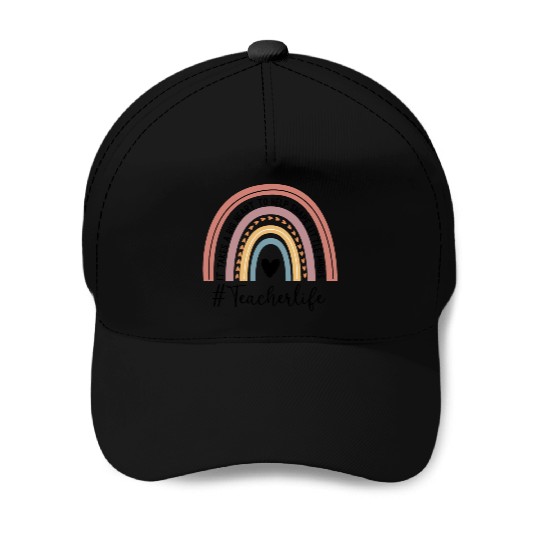 Teacher Life Rainbow Teacher Graphic Teacher Baseball Caps