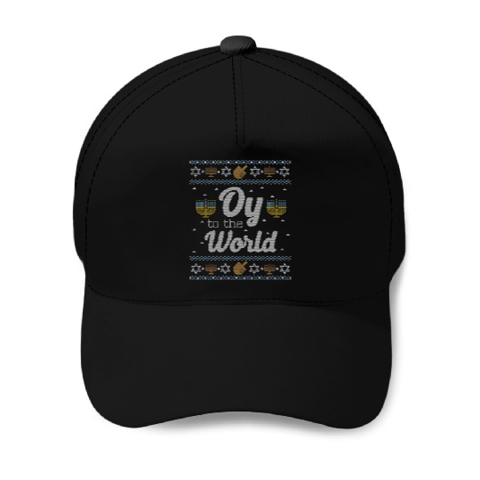 Funny Hanukkah Oy To The World Baseball Caps