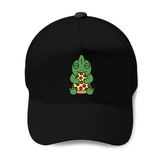 Chameleon Pizza Lover Baseball Caps