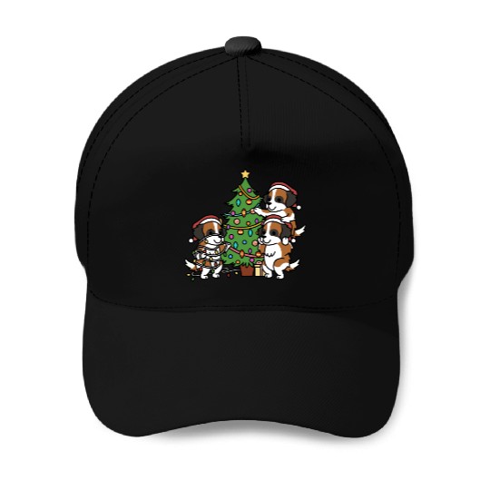 Saint Bernard Christmas Tree Baseball Caps