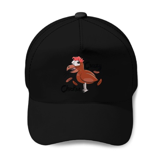 Crazy Shocked Farm Chicken Funny Cartoon Brown Baseball Caps
