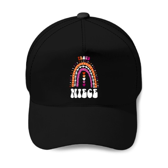 Proud Niece Lesbian Pride Boho Rainbow Baseball Caps