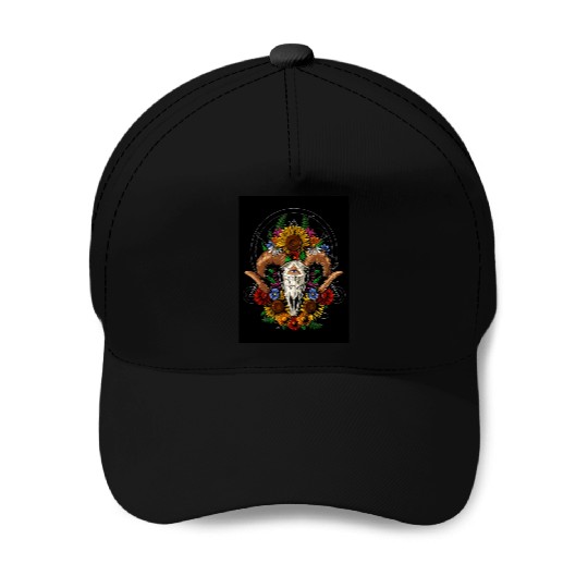 Psychedelic Ram Skull Baseball Caps