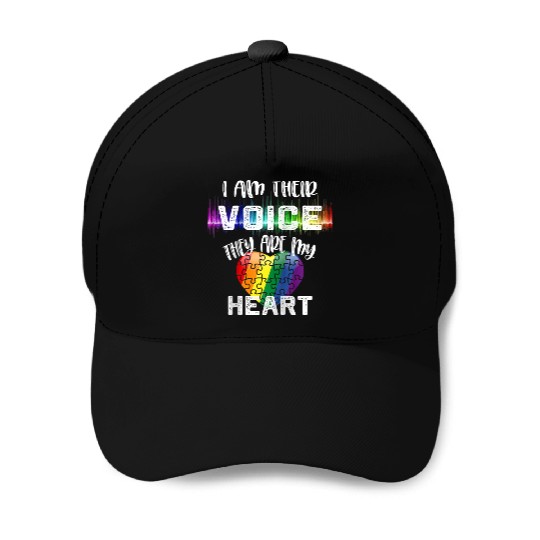 Autism Teacher I Am Their Voice They Are My Heart Baseball Caps