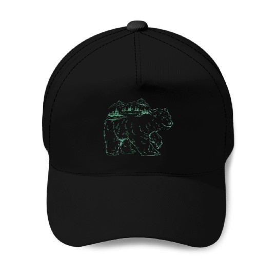 Bear Landscape Mountain Wilderness Mountaineer Baseball Caps