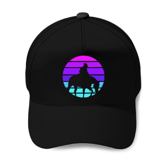 Synthwave Cowboy Horse Wrangler Gift Baseball Caps
