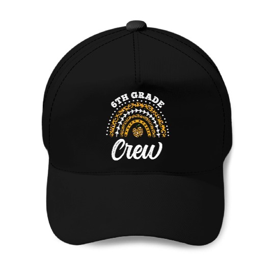 6th Grade Crew Leopard Rainbow Back To School Baseball Caps