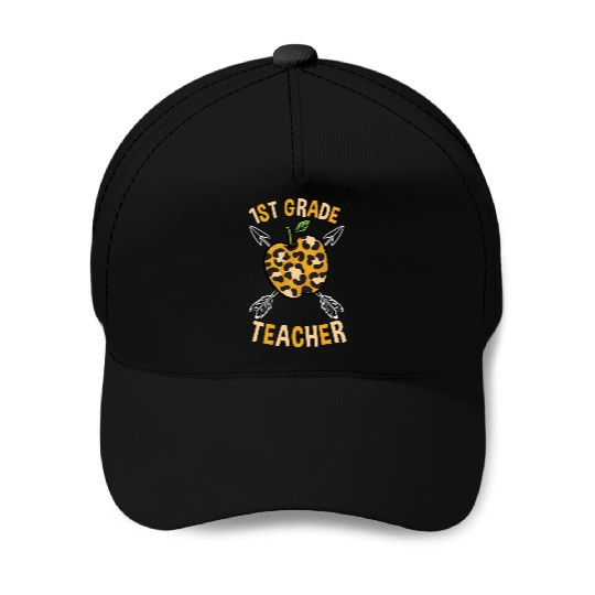 1st Grade Back To School Teacher Leopard Print Baseball Caps