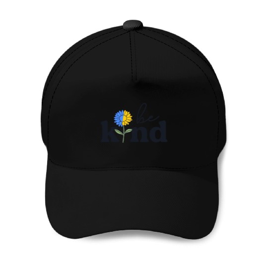 Be Kind Yellow Blue Sunflower World Down Syndrome Baseball Caps