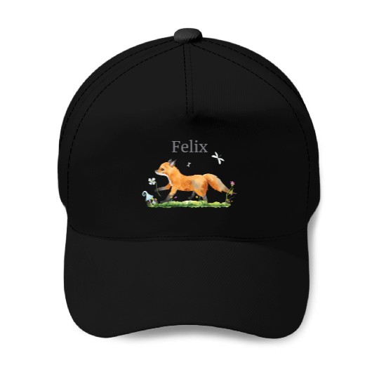 Forest Animal Deer Rabbit Hedgehog Flowers Name Baseball Caps