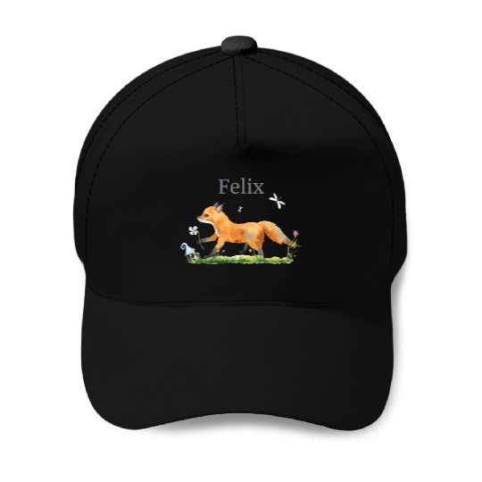Forest Animal Deer Rabbit Hedgehog Flowers Name Baseball Caps