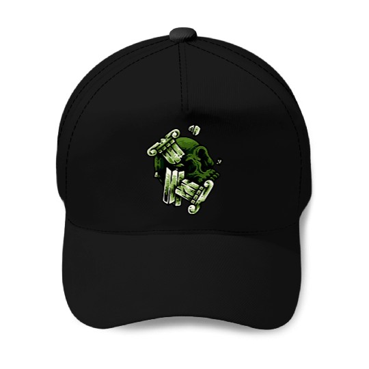green skull Baseball Caps