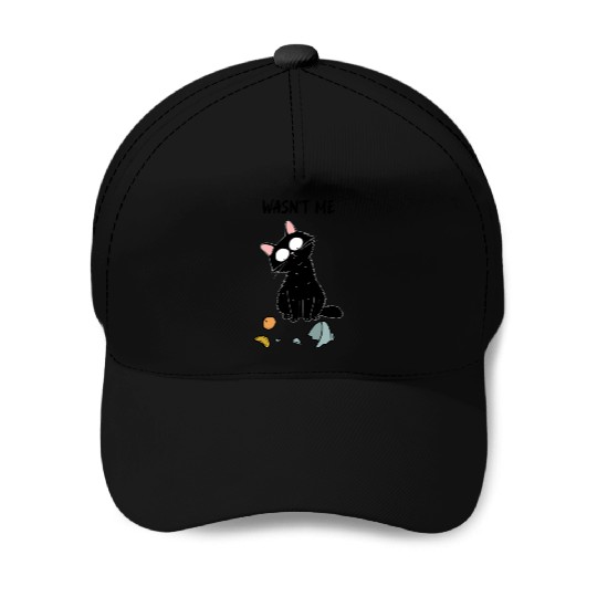 Wasn't Me Naughty Black Cat Design Baseball Caps