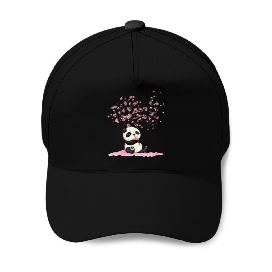Cherry Blossom Japanese Art Panda Lover Panda Bear Baseball Caps
